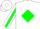 Silk - White, Green 'FF' In Diamond, Green Diamond Stripe on Sle