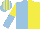 Silk - Light blue and yellow (halved), sleeves reversed, light blue and yellow striped cap