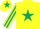 Silk - Yellow, dark green star, striped sleeves, yellow cap, dark green star