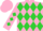 Silk - Fluorescent Pink, Lime Green Diamonds and 'AR' on Black Triangul