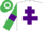 Silk - WHITE, PURPLE Cross of Lorraine, EMERALD GREEN sleeves, PURPLE armlets, EMERALD GREEN and WHITE hooped cap
