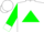 Silk - White, white 'T' on green triangle on back, white cuffs on green sleeves