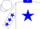 Silk - White, white 'CL' on blue star on back, blue stars on sleeves, blue cuffs & collar