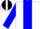 Silk - White, Black 'BMG' on Blue Panel, White Bars on Blue Sleeves