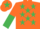 Silk - Orange, Emerald Green stars, halved sleeves, Orange cap Emerald Green star