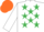 Silk - WHITE, emerald green stars, orange cap