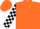 Silk - NEON ORANGE, black and white checked sleeves, neon orange c