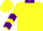 Silk - Yellow, Purple 'A', Purple Collar, Three Purple Chevrons on Sleeves