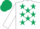 Silk - White, Dark Green stars, White sleeves, Dark Green cap