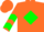 Silk - Orange, Green Diamond Frame, Green Chevrons on Sleeves, Orange C