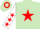 Silk - LIGHT GREEN, red star, white sleeves, red stars, light green & red hooped cap