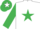 Silk - White, emerald green star, emerald green sleeves,   emerald green cap, white star