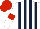 Silk - White and Dark Blue stripes, White sleeves, Red armlets, Red cap