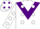 Silk - WHITE, purple chevron, white spots on purple sleeve