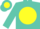 Silk - TURQUOISE, turquoise 'Z' on yellow disc, turquoise band on yellow