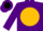 Silk - PURPLE, black kangaroo on gold disc, gold