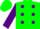 Silk - NEON GREEN, purple spots, purple bars on sleeves, purpl
