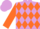 Silk - plum with orange diamonds on back, front, and sleeves