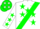 Silk - White, Green Sash and Emblem (Bar D), Green Stars on Sleeve