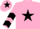 Silk - Pink, black star, chevrons on sleeves, pink cap, black star