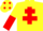 Silk - YELLOW, red cross of lorraine, halved sleeves, red spots on cap