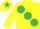 Silk - Yellow, large Emerald Green spots and star on cap