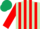 Silk - Light Green and Red stripes, Red sleeves, Dark Green cap