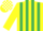 Silk - YELLOW & EMERALD GREEN STRIPES, yellow sleeves, yellow & white check cap