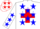 Silk - white with red cross, blue stars and MISS TUFF, white MISS TUF