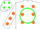 Silk - White, green Circle T, green & orange Polka spots