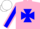 Silk - Pink, Blue maltese cross, Blue sleeves, Pink seams, White cap