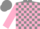 Silk - Grey and pink check, Pink sleeves, Grey cap