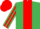 Silk - EMERALD GREEN, red panel, striped sleeves, red cap