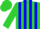 Silk - Lime green, blue stripes, blue collar