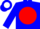 Silk - Blue, white 'T' on red disc, red and blue bars on