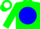 Silk - GREEN, white 'WRS' on blue disc, blue do