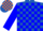 Silk - Royal blue & orange halves, white 'RC', orange & blue blocks on sle