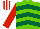 Silk - Light Green, Dark Green chevrons, Red sleeves, White and Red striped cap