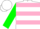 Silk - WHITE, pink, white and green hoops, pink hoops on green sleeves