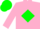 Silk - Pink, pink 'GG' on green diamond, green cap