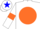 Silk - White, Orange disc and armlets, Blue star on cap