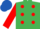 Silk - EMERALD GREEN, red spots, red sleeves, royal blue cap