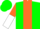 Silk - GREEN, orange stripe, orange and white halved sleeves, green cap