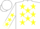 Silk - White, yellow B/B, yellow stars, white sleeves, yellow stars & cuffs
