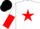 Silk - WHITE, red star, halved sleeves, black cap