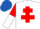 Silk - White, Red Cross of Lorraine, Red and White halved sleeves, Royal Blue cap