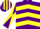 Silk - PURPLE, YELLOW chevrons, diabolo on sleeves, striped cap