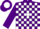 Silk - Purple & white blocks, purple 'DOS' on white disc