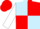 Silk - Light Blue and Red (quartered), White sleeves, Red cap