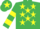 Silk - Emerald Green, Yellow stars, hooped sleeves, Emerald Green cap, Yellow star